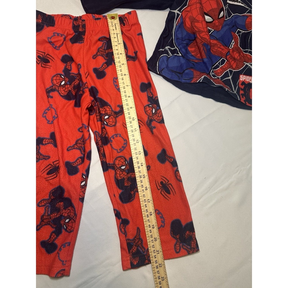 Marvel Spider-Man Fleece Pajama Set Boys Size 4 Red Blue 2 Piece Sleepwear - Picture 3 of 11